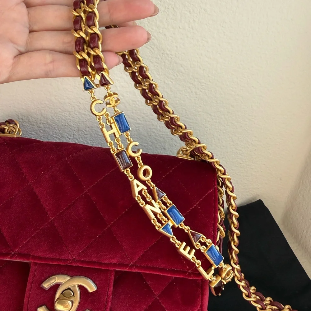 Chanel Burgundy Quilted Velvet Flap Bag - Picture 3 of 16